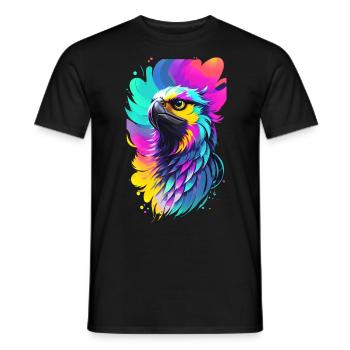 Colorful Eagle in Splash Art Style - Men's T-Shirt - black - Front - AI Model Male 178 light (178cm)