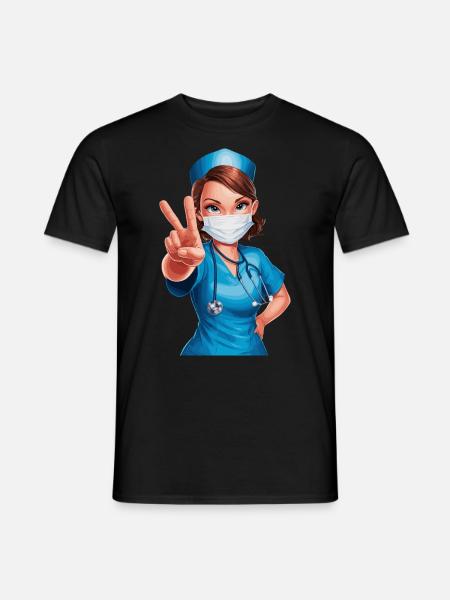Lustige Krankenschwester mit Humor - Männer T-Shirt - Schwarz
