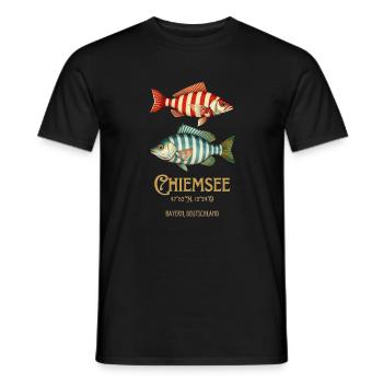 Chiem Lake Bavarian Sea Pisces Coordinates - Men's T-Shirt - black - Front - AI Model Male 178 light (178cm)