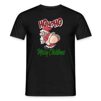 Rude Santa - Ho Ho Ho - Merry Christmas - Men's T-Shirt - black - Front - AI Model Male 178 light (178cm)