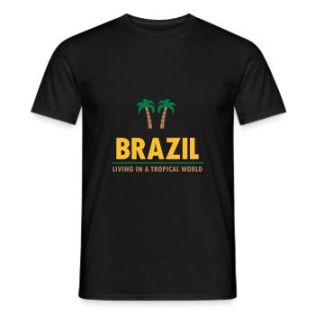 Brazil, living in a tropical world (line, palm trees) - Men's T-Shirt - black - Front - AI Model Male 178 light (178cm)