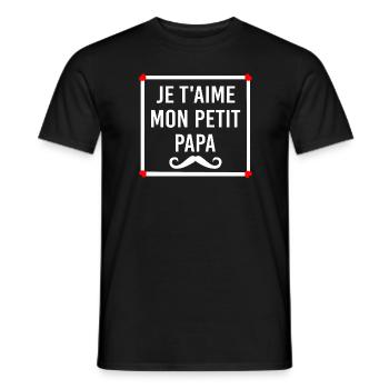 JE T'AIME MON PETIT PAPA - T-shirt homme - noir - Devant - AI Model Male 178 light (178cm)