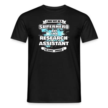 Research Assistant Gift Superhero Research Assista - Men's T-Shirt - black - Front - AI Model Male 178 light (178cm)