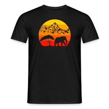 Sunset Zoo Amoureux des animaux Afrique Éléphant - T-shirt homme - noir - Devant - AI Model Male 178 light (178cm)