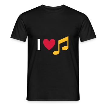 J’aime la musique (cœur, note) - T-shirt homme - noir - Devant - AI Model Male 178 light (178cm)
