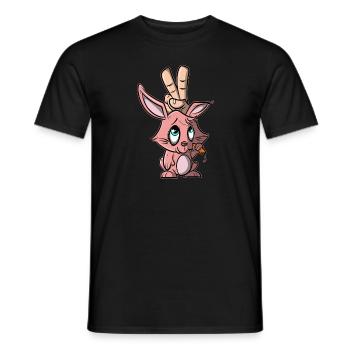 Hare - fingers show rabbit ears - Men's T-Shirt - black - Front - AI Model Male 178 light (178cm)