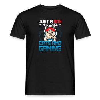 Juste un garçon qui aime les chats et les jeux - T-shirt homme - noir - Devant - AI Model Male 178 light (178cm)
