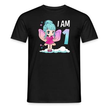 1er anniversaire fée fille 1 an kawaii - T-shirt homme - noir - Devant - AI Model Male 178 light (178cm)