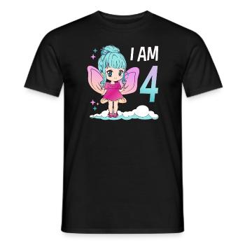 4ème anniversaire fée fille 4 ans kawaii - T-shirt homme - noir - Devant - AI Model Male 178 light (178cm)