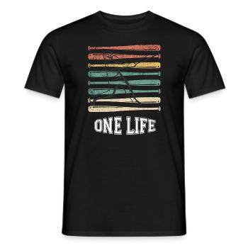 Baseball T-Shirt One Life Vintage Player - Männer T-Shirt - Schwarz - Vorne - AI Model Male 178 light (178cm)