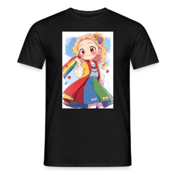 Célébration de la fierté diversifiée: Cute Anime Girl - T-shirt homme - noir - Devant - AI Model Male 178 light (178cm)