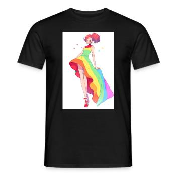 Rainbow Dreams: Jolie fille d’anime de dessin animé en LGTBQ + - T-shirt homme - noir - Devant - AI Model Male 178 light (178cm)