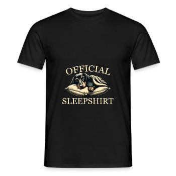 Teckel endormi – Pure détente - T-shirt homme - noir - Devant - AI Model Male 178 light (178cm)