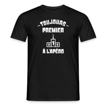 Toujours premier à l'apéro t-shirt homme humour - T-shirt homme - noir - Devant - AI Model Male 178 light (178cm)