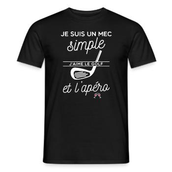 Je suis un mec simple j'aime le golf et l'apero - T-shirt homme - noir - Devant - AI Model Male 178 light (178cm)
