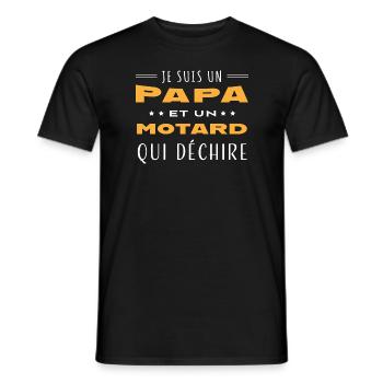 Papa et motard qui déchire humour moto homme - T-shirt homme - noir - Devant - AI Model Male 178 light (178cm)