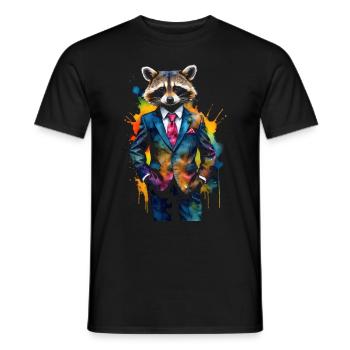 Costume de raton laveur Imprimé de conception animale colorée - T-shirt homme - noir - Devant - AI Model Male 178 light (178cm)