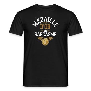 Médaille d'or en sarcasme - T-shirt homme - noir - Devant - AI Model Male 178 light (178cm)