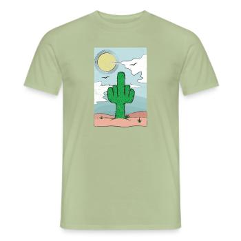 Fick Dich Stinkefinger Kaktus Geschenk - Männer T-Shirt - Sage - Vorne - AI Model Male 178 light (178cm)