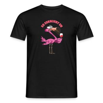 Flamingo Party Es Eskaliert Eh - Männer T-Shirt - Schwarz - Vorne - AI Model Male 178 light (178cm)