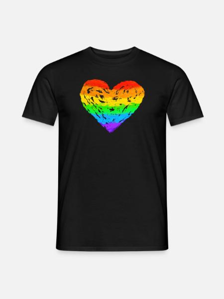 Regenbogen Herz LGBT, LGBTQ, Same Love - Männer T-Shirt - Schwarz
