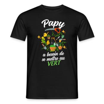 Papy Au vert Cadeau Homme Jardinier Humour - T-shirt homme - noir - Devant - AI Model Male 178 light (178cm)