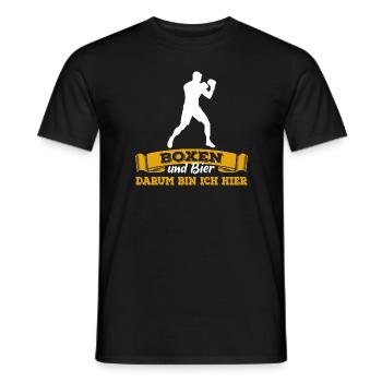 Boxen und Bier, darum bin ich hier - Spruch - Männer T-Shirt - Schwarz - Vorne - AI Model Male 178 light (178cm)