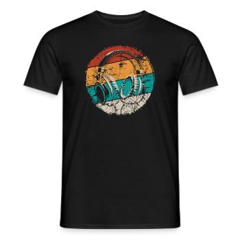 Casque - Musique - Écouter de la musique - T-shirt homme - noir - Devant - AI Model Male 178 light (178cm)