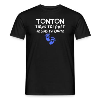 Annonce Grossesse Cadeau Tonton Bébé Arrive - T-shirt homme - noir - Devant - AI Model Male 178 light (178cm)