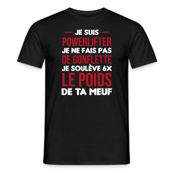 cadeau phrase drôle powerlifting mec solide - T-shirt homme - noir - Devant - AI Model Male 178 light (178cm)