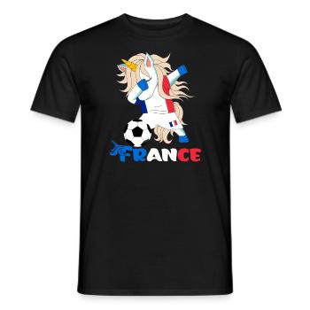 Drôle Dabbing Unicorn Supporter L'équipe de France - T-shirt homme - noir - Devant - AI Model Male 178 light (178cm)