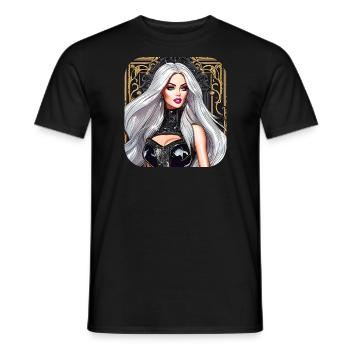 Anime Gothic Girl in Schwarz gold - Männer T-Shirt - Schwarz - Vorne - AI Model Male 178 light (178cm)