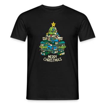 Livres de sapin de Noël Idée de lecture de Noël Noël - T-shirt homme - noir - Devant - AI Model Male 178 light (178cm)