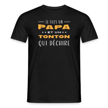 Papa et Tonton qui déchire homme humour oncle - T-shirt homme - noir - Devant - AI Model Male 178 light (178cm)