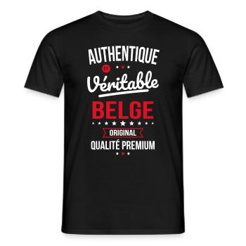 Authentique et véritable Belge - Original - T-shirt homme - noir - Devant - AI Model Male 178 light (178cm)