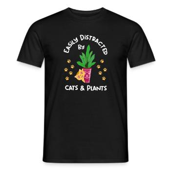Lässt sich leicht von Katzen und Pflanzen ablenken - Männer T-Shirt - Schwarz - Vorne - AI Model Male 178 light (178cm)