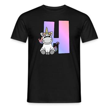 Einhorn Buchstabe H - Männer T-Shirt - Schwarz - Vorne - AI Model Male 178 light (178cm)