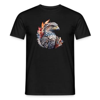 Majestätischer Adler in floraler Eleganz - Männer T-Shirt - Schwarz - Vorne - AI Model Male 178 light (178cm)