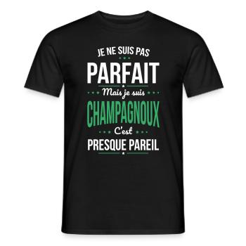 Je ne suis pas parfait mais je suis Champagnoux - T-shirt homme - noir - Devant - AI Model Male 178 light (178cm)