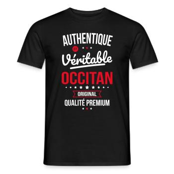 Authentique et véritable Occitan - Original - T-shirt homme - noir - Devant - AI Model Male 178 light (178cm)
