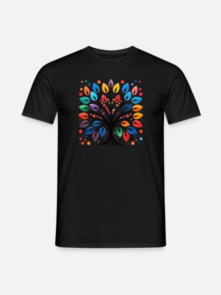 Bunter Lebensbaum: Dot Art für T-Shirts - Mænd T-shirt - sort