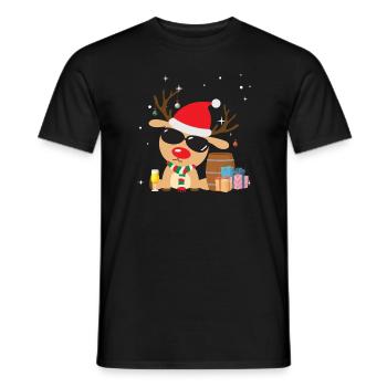 Drôle de renne Noël Noël bière Design - T-shirt homme - noir - Devant - AI Model Male 178 light (178cm)