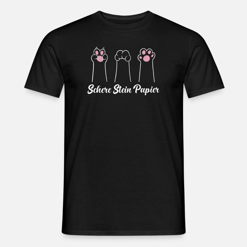 Schere Stein Papier Katzen Pfote Geschenkidee - Männer T-Shirt - Schwarz