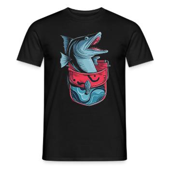 Cadeau pour l’amateur de poissons Barracuda - T-shirt homme - noir - Devant - AI Model Male 178 light (178cm)