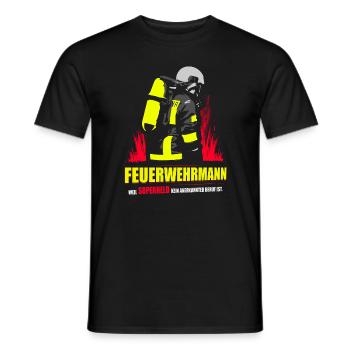 FEUERWEHRMANN BERUF SUPERHELD COOLES GESCHENK - Männer T-Shirt - Schwarz - Vorne - AI Model Male 178 light (178cm)