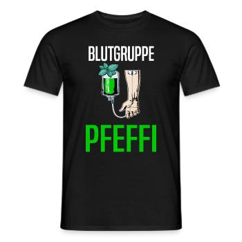 Blutgruppe Pfeffi - Suff Saufen Pfefferminzlikör - Männer T-Shirt - Schwarz - Vorne - AI Model Male 178 light (178cm)