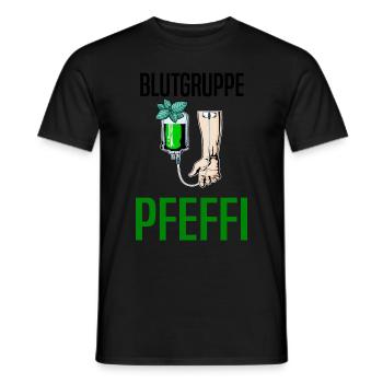 Blutgruppe Pfeffi - Suff Saufen Pfefferminzlikör - Männer T-Shirt - Schwarz - Vorne - AI Model Male 178 light (178cm)