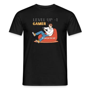 Level up +1 - Gamer - T-shirt homme - noir - Devant - AI Model Male 178 light (178cm)