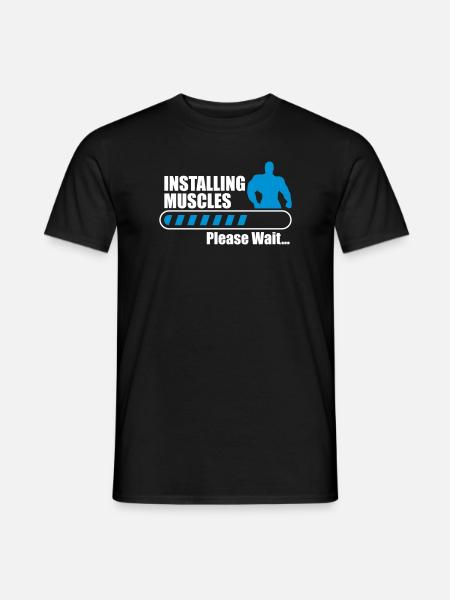 Funny Gym Installign Muscles - Men's T-Shirt - black