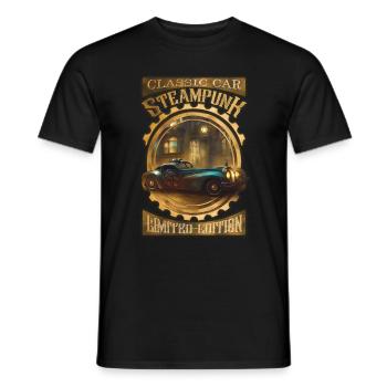 Auto steampunk vintage classic, gothic and elegant - Men's T-Shirt - black - Front - AI Model Male 178 light (178cm)